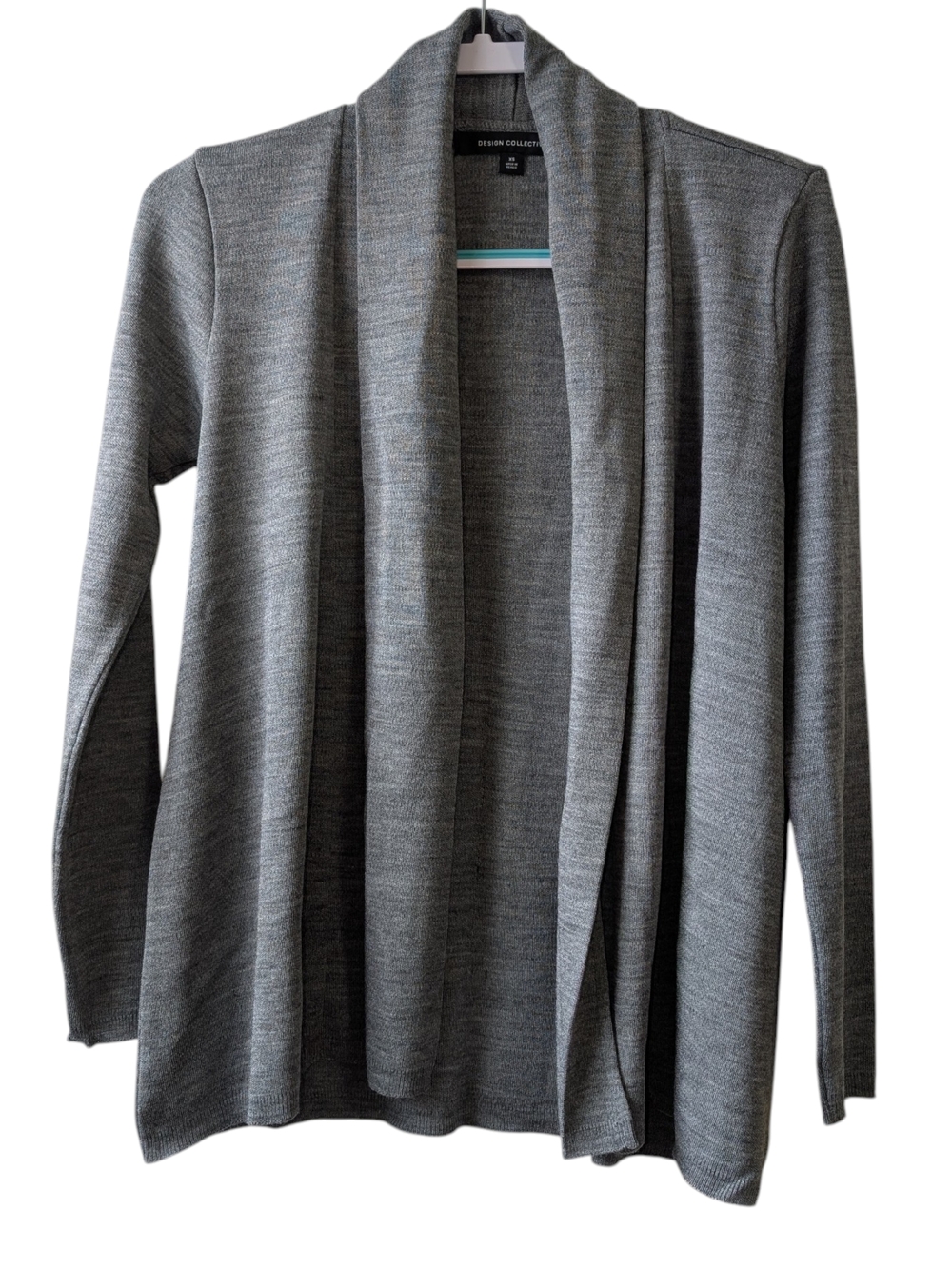 DESIGN COLLECTIVE WOMEN'S GRAY OPEN-FRONT SHAWL COLLAR CARDIGAN SIZE XS